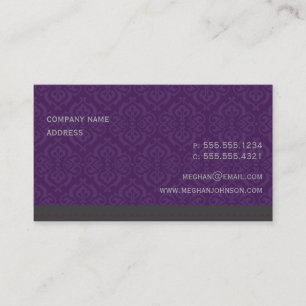 Visita Modelo de cartão de negócios Trendy Damask Plum