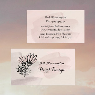 Visita Modern Watercolor Pink Bloom Floral Cartão de visi
