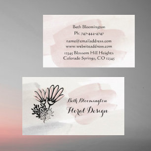 Visita Modern Watercolor Pink Bloom Floral Cartão de visi