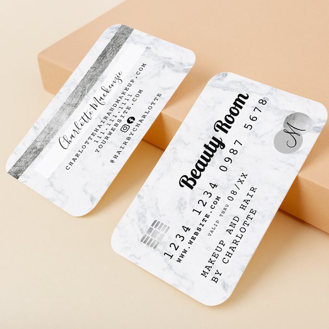 Visita Monograma chic de beleza de cabelo de cartão de cr (Criador carregado)