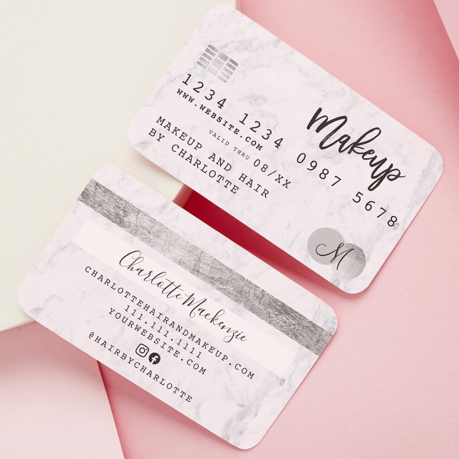 Visita Monograma chic de maquiagem de cartão de crédito (Criador carregado)