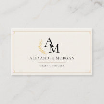 Monograma Dourado Minimalista Moderno Cartão de Ne