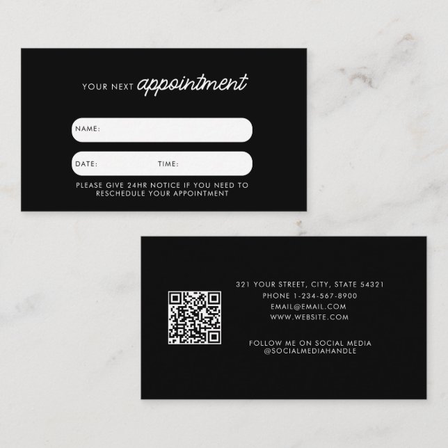 Visita Na moda de Código QR do Cartão de Compromisso do C (Frente/Verso)