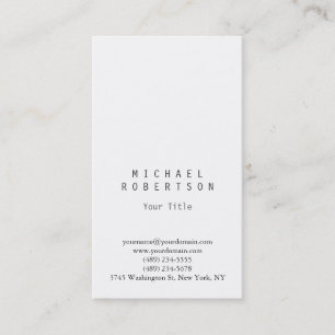 Visita Na moda Vertical White Plain Simple Cartão de visi