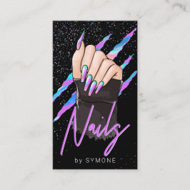 Visita Nail Artist Holographic Modern Glam Cartão de visi
