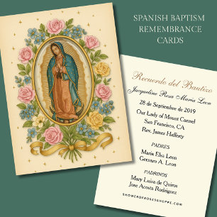 Visita Nossa Senhora de Guadalupe Cartão de Batismo Espan