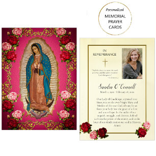 Visita Nossa Senhora de Guadalupe Cartão de Oração Funera