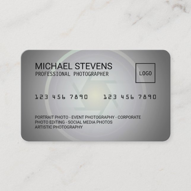 Visita O cartão de crédito parece ser um serviço fotográf (Frente)