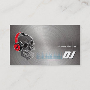 Visita O crânio DJ com auscultadores Metal o cartão de