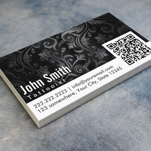 Visita Ornamento Floral Código QR Tatuagem Cartão de vi