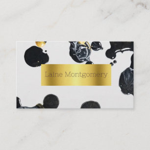 Visita Paint Splatter Black Dourado Modern Cartão de visi