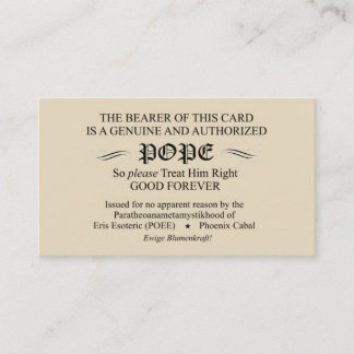 Visita Papa Cartão de Discordian (versão da cabala de