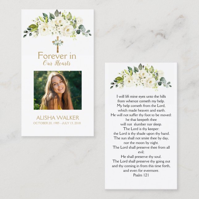 Visita Para sempre no nosso coração Foto Cartão de Oração (Frente/Verso)