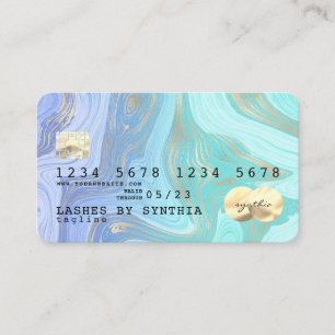 Visita pastel unicorn aqua dourado líquido cartão de créd