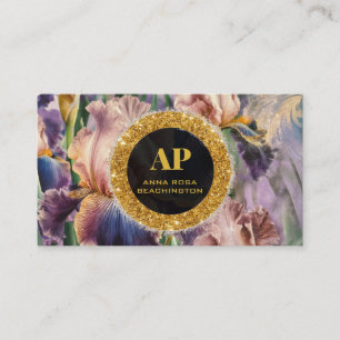 Visita *~ PEACH Iris QR AP10 Flores Dourado Cartão de vis