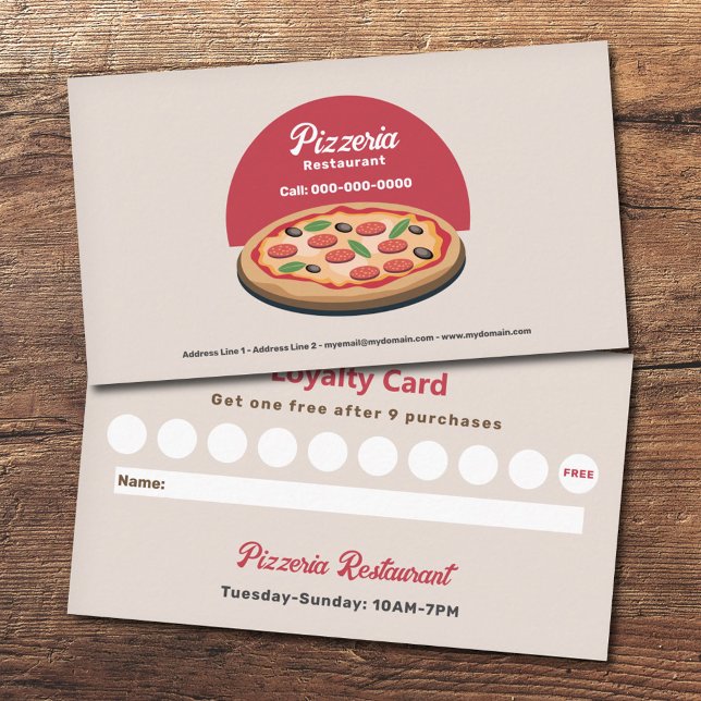 Visita Pepperoni Pizza - Cartão de Lealdade para Restaura (Pepperoni Pizza - Pizzeria Restaurant Loyalty Card)