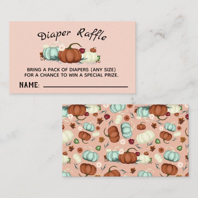 Visita Pequena Chá de fraldas de Abóbora Cartão de Raffle (Frente/Verso)