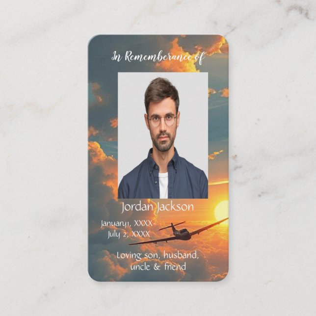 Visita Piloto de avião de cartão de bolso de memória memo (Frente)