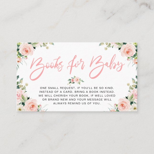 Visita pink blush blooms florais livros para cartão de be (Frente)