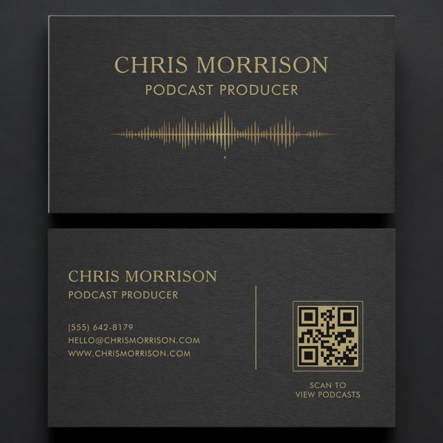 Visita Produtor de Podcast Cartão QR Code Black Gold (Criador carregado)