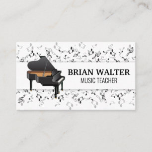 Visita Professor de Música Logotipo Piano Cartão de v