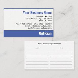 Visita Próximo Cartão de Compromisso do Optician