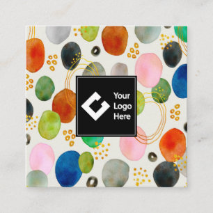 Visita Quadrado Abstrato Pebble Dourado Glitter Art Cartão de vis