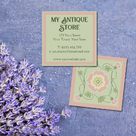 Visita Quadrado Art Nouveau Pastel Pink Green Square Cartão de vis