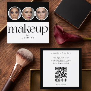 Visita Quadrado Black And W@hite 3 Foto Cartão de MUA Código QR Re