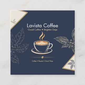 Visita Quadrado Cartão de agradecimento de café elegante em azul m