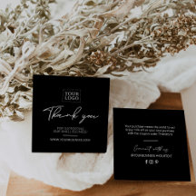 Cartão de agradecimento simples Preto e Branco par
