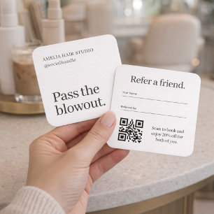 Visita Quadrado Cartão de Código QR de Referência do Salão Blowout