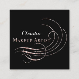 Visita Quadrado Cartão de Compromisso do Artista Salon Makeup Rosa