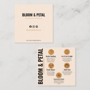 Visita Quadrado Cartão de Cuidados com Flores Minimalista Bloom &