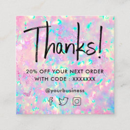 Visita Quadrado cartão de desconto de textura opal brilhante