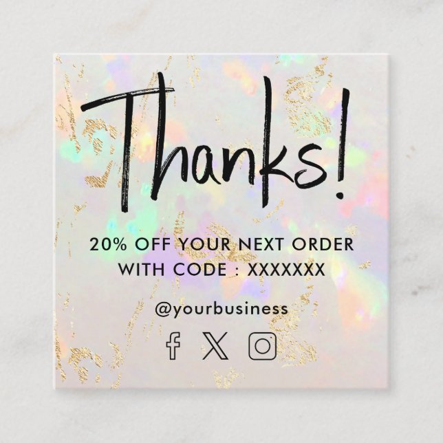 Visita Quadrado cartão de desconto opcional gemstone (Frente)