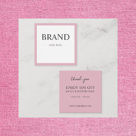 Visita Quadrado Cartão de desconto personalizado rosa moderno eleg