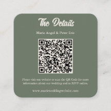 Cartão de Enclosure de Código QR de Casamento Verd