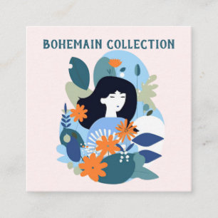 Visita Quadrado cartão de exibição de ilustração de padrão boho fl