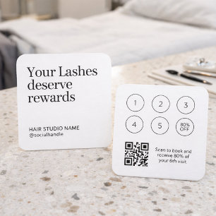 Visita Quadrado Cartão de Fidelidade Lash Rewards Preto Branco Mod