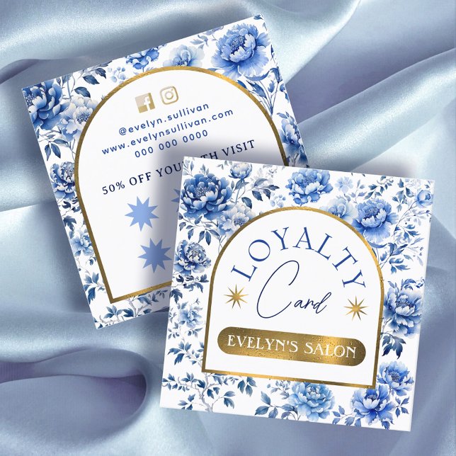 Visita Quadrado Cartão de fidelidade para flores azuis da chinoise (Criador carregado)