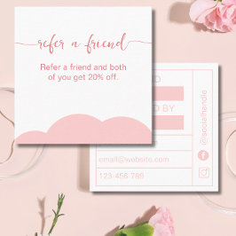Visita Quadrado Cartão de fidelidade Referrel rosa e branco