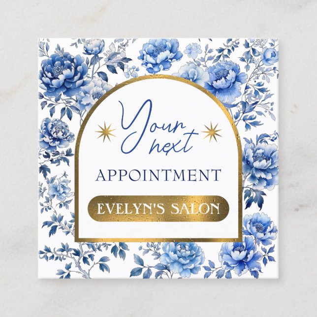 Visita Quadrado Cartão de identidade para flores azuis de chinoise (Frente)