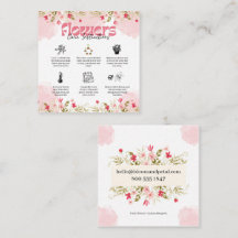Cartão de Instruções de Cuidados com Flores Rosa