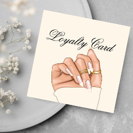 Visita Quadrado Cartão de Lealdade do Manicurista de Salão de Chic