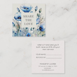 Visita Quadrado Cartão de Lealdade Elegante Floral Azul