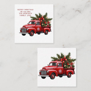 Visita Quadrado Cartão de Natal 2025 Caminhão Vermelho Retro Vinta