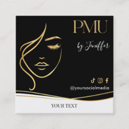 Visita Quadrado Cartão de negócios de luxo preto e dourado PMU