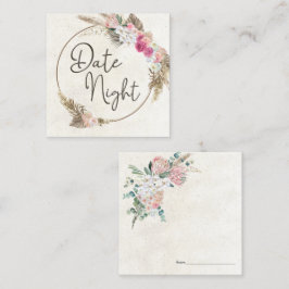 Visita Quadrado Cartão de Noite de Encontro Floral Neutro Boho Pas