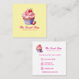 Visita Quadrado Cartão de Padaria Cupcake Amarelo | Logotipo Editá